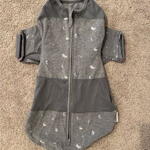 Gray Baby Swaddle Sack with Moon Print